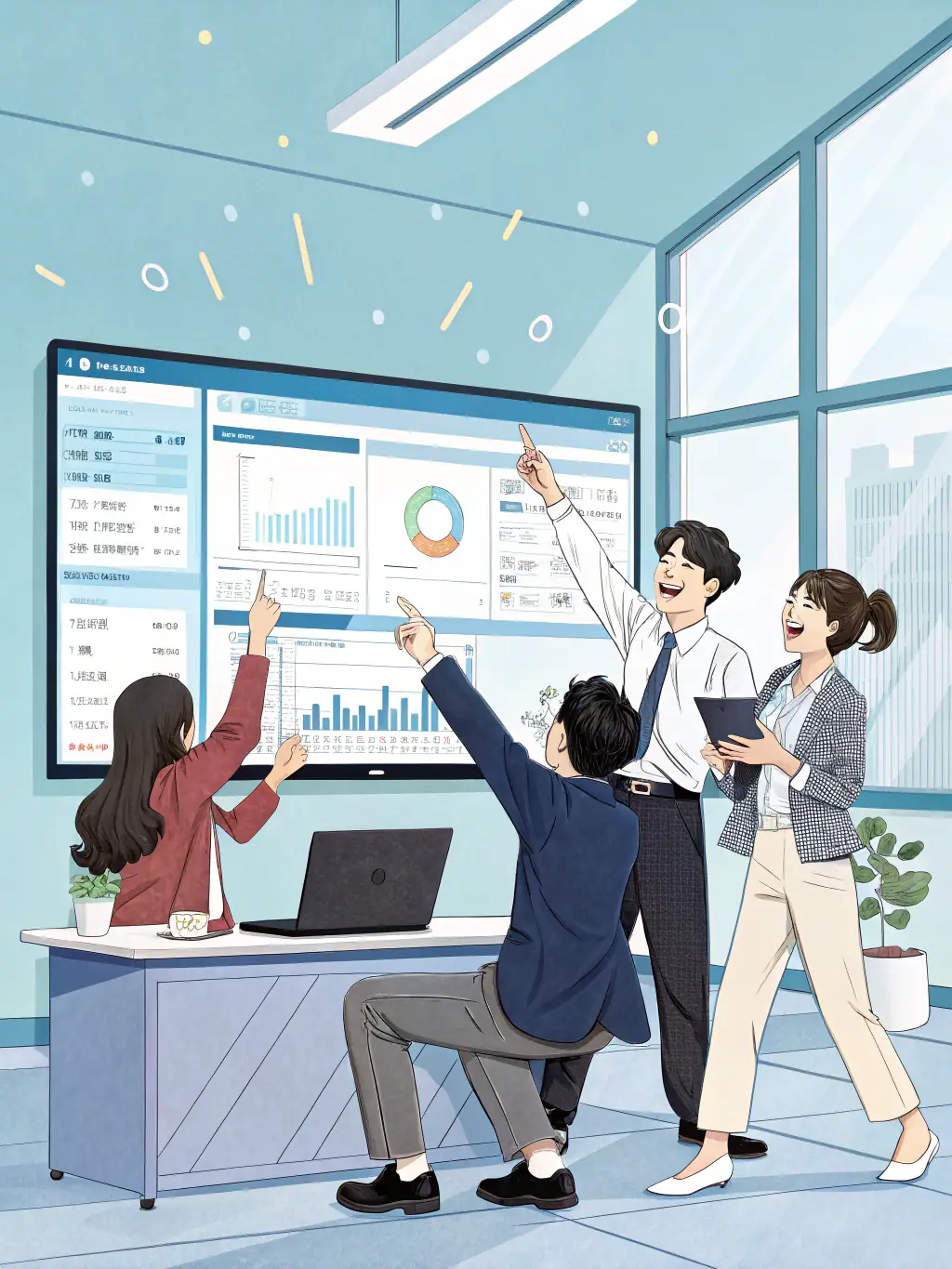 A diverse team collaborating on a digital strategy, showcasing Wyndix GmbH's collaborative and innovative approach to consulting.