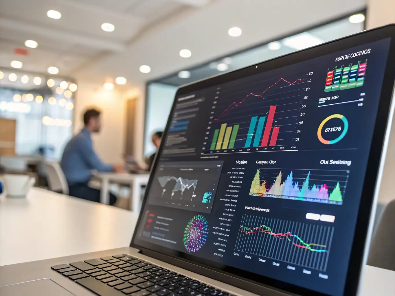 A sleek, modern interface showing process optimization software with data flow diagrams and efficiency metrics, highlighting the use of technology to streamline business operations.